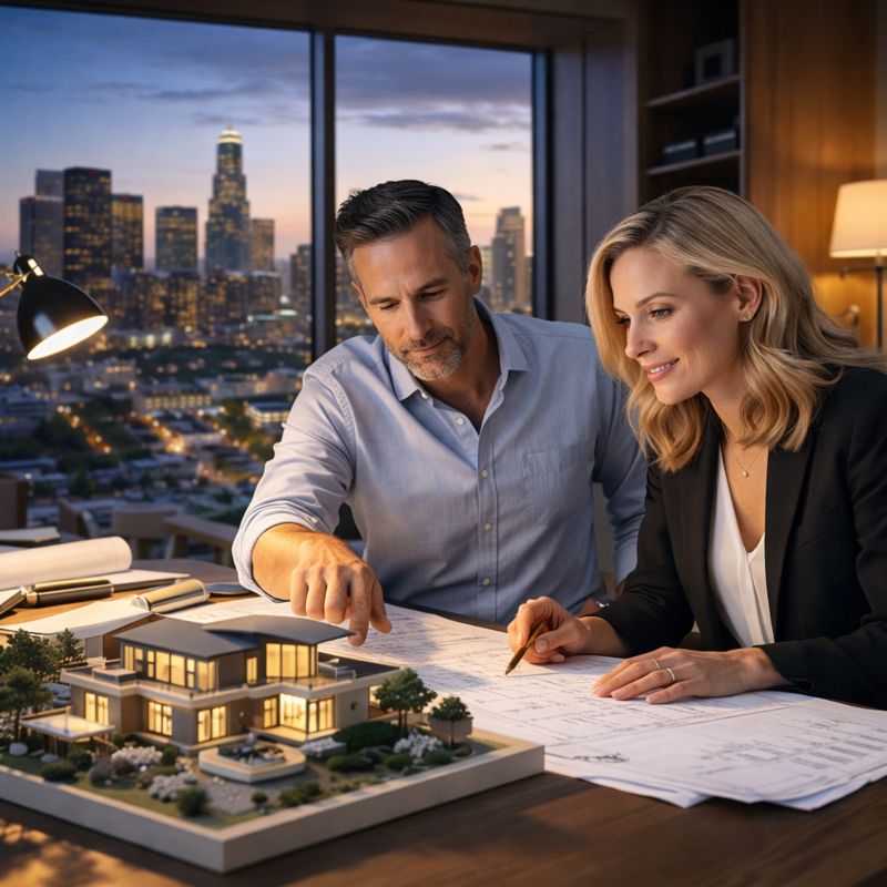 Architect reviewing plans