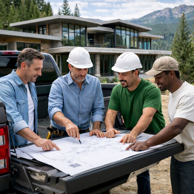 Builders reviewing plans